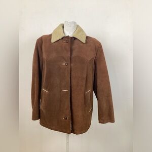60s western Suede Leather Shearling Coat Jacket Lady California M/L  Vintage